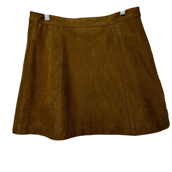 Abercrombie & Fitch Faux Suede Button Front Mini Skirt Brown Size Small - Picture 2 of 8